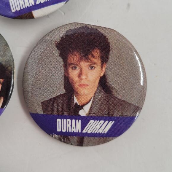 Vintage Duran Duran 80s Pin Lot Five Band Buttons Music Retro Collectible - Picture 6 of 10